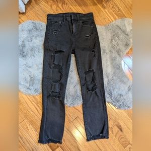 American Eagle AE Super Stretch Distressed Black Denim Jeans